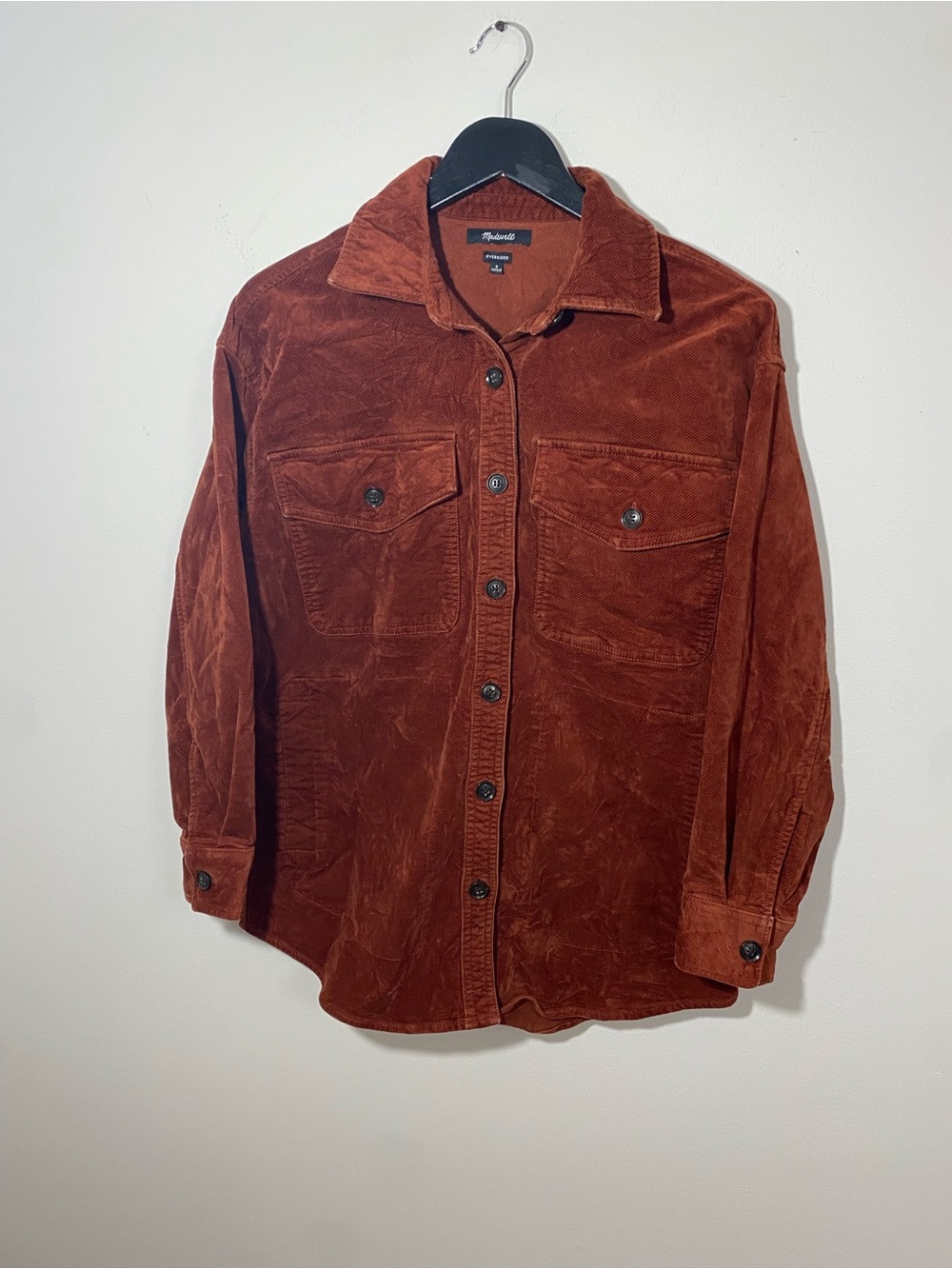 Madewell Corduroy Kentwood Oversized Shirt-Jacket Burnt Orange Small